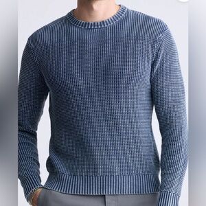 Buffalo David Bitton Washy Men Textured Knit Crewneck Sweater Small Blue Waffle